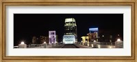 Framed Skyline at night  from Shelby Street Bridge, Nashville, Tennessee