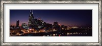 Framed Skylines at night along Cumberland River, Nashville, Tennessee, USA 2013