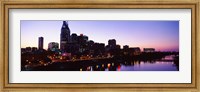 Framed Skylines at dusk along Cumberland River, Nashville, Tennessee, USA 2013