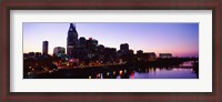 Framed Skylines at dusk along Cumberland River, Nashville, Tennessee, USA 2013