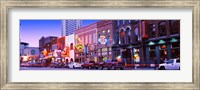 Framed Street scene at dusk, Nashville, Tennessee, USA