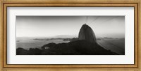 Framed Sugarloaf Mountain at sunset, Rio de Janeiro, Brazil (black and white)