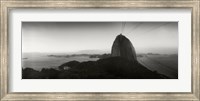 Framed Sugarloaf Mountain at sunset, Rio de Janeiro, Brazil (black and white)