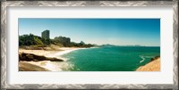 Framed Copacabana Beach with buildings in the background, Rio de Janeiro, Brazil