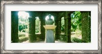 Framed Memorial statue in the house of cedar, Jardim Botanico, Zona Sul, Rio de Janeiro, Brazil