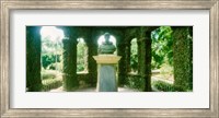 Framed Memorial statue in the house of cedar, Jardim Botanico, Zona Sul, Rio de Janeiro, Brazil