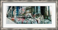 Framed Graffiti covered Germania Bank Building on Bowery Street, Soho, Manhattan, New York City