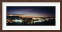Framed Rio de Janeiro lit up at night viewed from Sugarloaf Mountain, Brazil