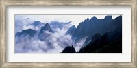 Framed High angle view of misty mountains, Huangshan Mountains, Anhui Province, China