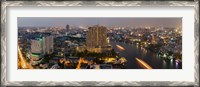 Framed High angle view of city at dusk, Chao Phraya River, Bangkok, Thailand