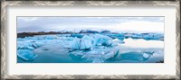 Framed Icebergs floating in glacial lake, Jokulsarlon, South Iceland, Iceland