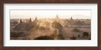Framed Ancient temples at sunset, Bagan, Mandalay Region, Myanmar