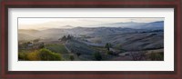 Framed Valley at sunrise, Val d'Orcia, Tuscany, Italy