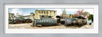 Framed Old trains being restored, Havana, Cuba