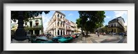 Framed Old cars parked outside buildings, Havana, Cuba