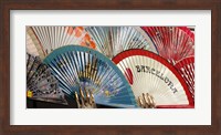 Framed Fans for sale in souvenir shop, Barcelona, Catalonia, Spain