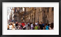 Framed Tourists walking in a street, Calle Ferran, Barcelona, Catalonia, Spain