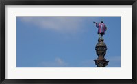 Framed Low angle view of a monument, Columbus Monument wearing soccer jersey, Barcelona, Catalonia, Spain
