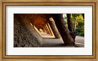 Framed Corridor in a park, Park Guell, Barcelona, Catalonia, Spain