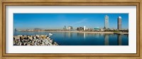 Framed City view from Port Olimpic, Barcelona, Catalonia, Spain