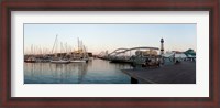 Framed Boats at a harbor, Port Vell, Barcelona, Catalonia, Spain