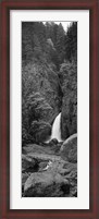 Framed Waterfall in black and white, Columbia River Gorge, Oregon, USA