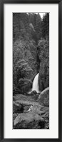 Framed Waterfall in black and white, Columbia River Gorge, Oregon, USA