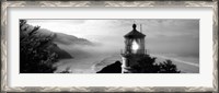 Framed Heceta Head Lighthouse in Black and White, Oregon