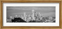 Framed View of Seattle and Space Needle in black and white, King County, Washington State, USA 2010