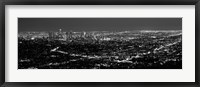 Framed Black and White View of Los Angeles at Night from a Distance