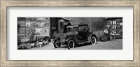 Framed Abandoned Car on Route 66, Arizona (black and white)