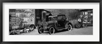 Framed Abandoned Car on Route 66, Arizona (black and white)