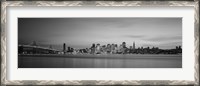 Framed Bay Bridge and San Francisco Bay (black & white)