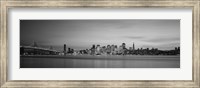 Framed Bay Bridge and San Francisco Bay (black & white)