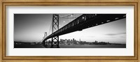 Framed Bay Bridge in black and white, San Francisco Bay, San Francisco, California, USA