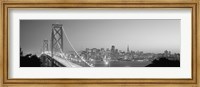 Framed Bay Bridge at Night, San Francisco (black & white)