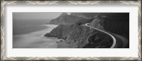 Framed Dusk Highway 1 Pacific Coast CA (black and white)