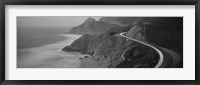 Framed Dusk Highway 1 Pacific Coast CA (black and white)