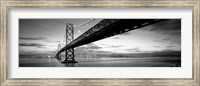 Framed Bay Bridge at Twilight (black & white)