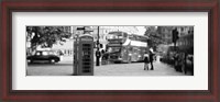 Framed Phone Box, Trafalgar Square, England (black and white)