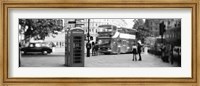 Framed Phone Box, Trafalgar Square, England (black and white)