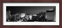 Framed Buildings Lit Up At Night, Las Vegas, Nevada, USA (black & white)
