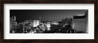 Framed Buildings Lit Up At Night, Las Vegas, Nevada, USA (black & white)