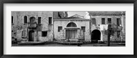 Framed Boats in a canal, Grand Canal, Rio Della Pieta, Venice, Italy (black and white)