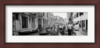 Framed Buildings along a canal, Grand Canal, Rio Di Palazzo, Venice, Italy (black and white)