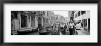 Framed Buildings along a canal, Grand Canal, Rio Di Palazzo, Venice, Italy (black and white)