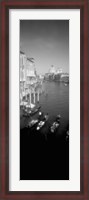 Framed Gondolas in the Grand Canal, Venice, Italy (vertical, black & white)