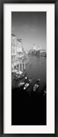 Framed Gondolas in the Grand Canal, Venice, Italy (vertical, black & white)