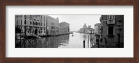 Framed Buildings along a canal, view from Ponte dell'Accademia, Grand Canal, Venice, Italy (black and white)