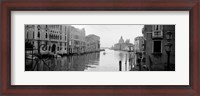 Framed Buildings along a canal, view from Ponte dell'Accademia, Grand Canal, Venice, Italy (black and white)